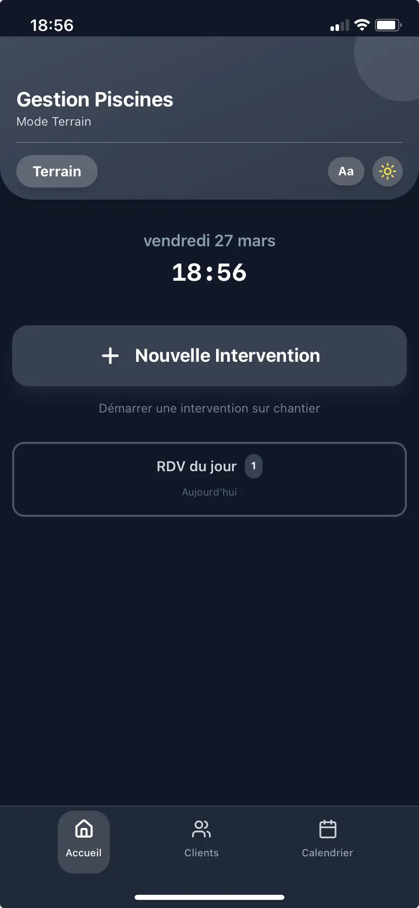 Accueil — Mode Terrain mobile